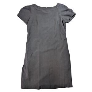 GAP Sheath Dress Charcoal Gray Boat Neck Cap Sleeve Pockets Womens 8